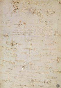 歩兵と騎兵とハルバードの研究シート、1485-1488（紙にペンとインク） 作： Leonardo da Vinci